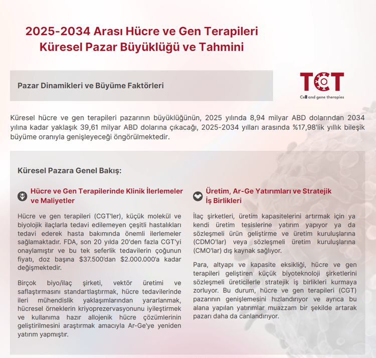 2025-2034 Arası Hücre ve Gen Terapileri Küresel Pazar Büyüklüğü ve Tahmini